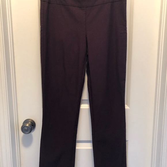 Dark Plum Straight Legged Stretch Pants - Picture 3 of 5